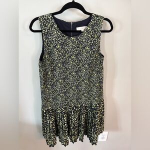 LOFT Black and Yellow/green Abstract Midi Dress, 8